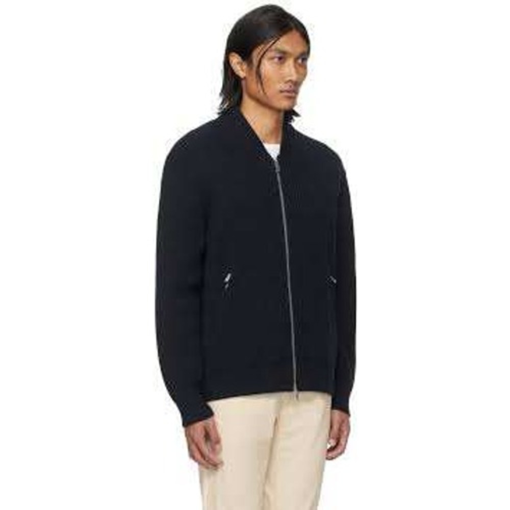 Theory Ryke Bomber Jacket Mens Large Baltic navyblue Ribbed Zip Cardigan O078472